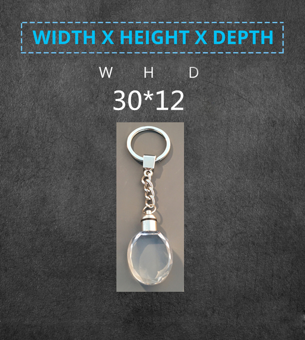 High Quality Blank K9 Crystal Led Keychain With Short LED Light For 2D/3D laser engraving manufacture