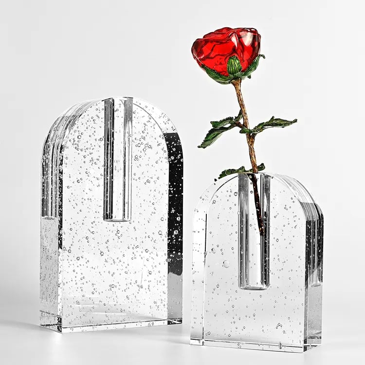 home decoration bohemia ornaments crystal glass vase unique design bubble glass vase factory