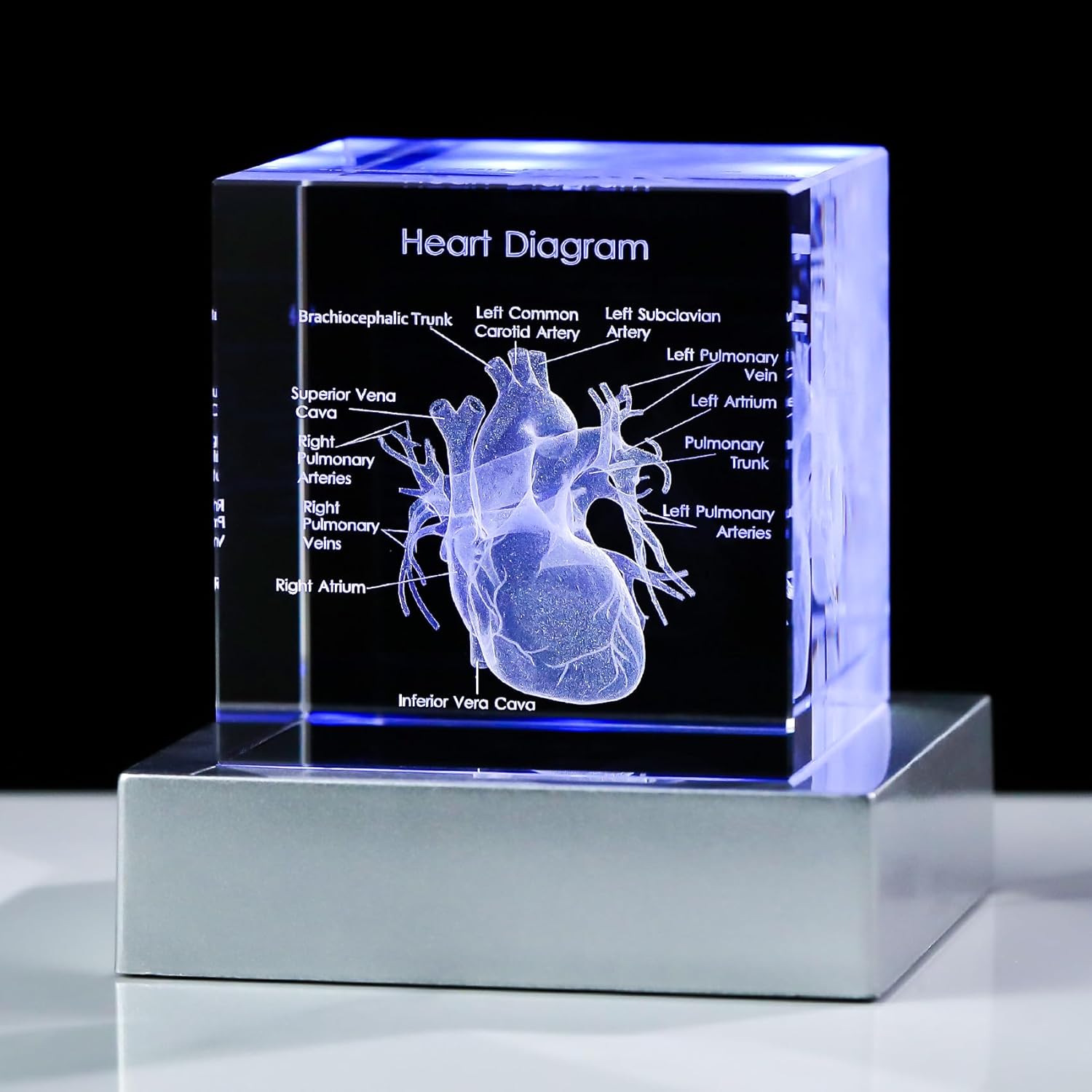 Human Heart k9 crystal cube 3d laser engraving Anatomical Heart Glass crystal models craft for Science Medial Surgeon Gifts details