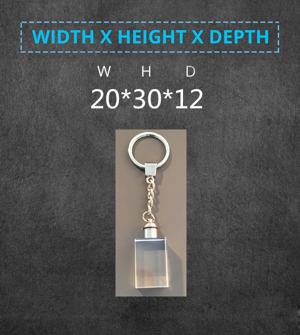 High Quality Blank K9 Crystal Led Keychain With Short LED Light For 2D/3D laser engraving factory