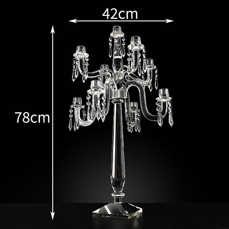 crystal glass candelabra home decor wedding ornaments octagon beads candle holder wedding candlestick supplier