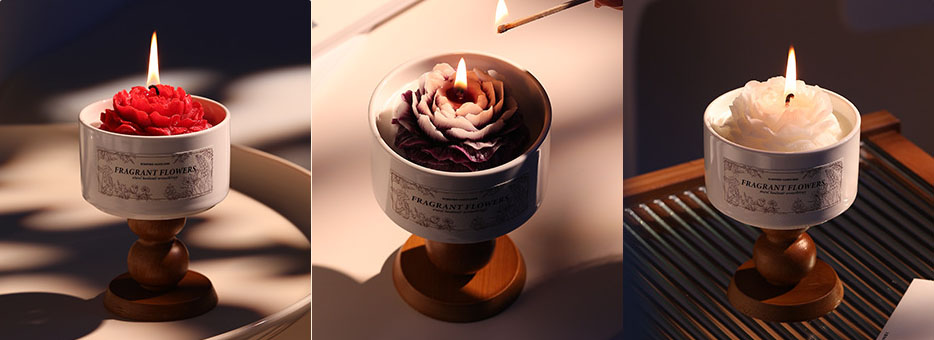 Custom Home Decoration Gift Sets Luxury Glass Jar Ceramic Jar Flower Soy Wax Candles Wholesale Candles & Home Fragrance supplier