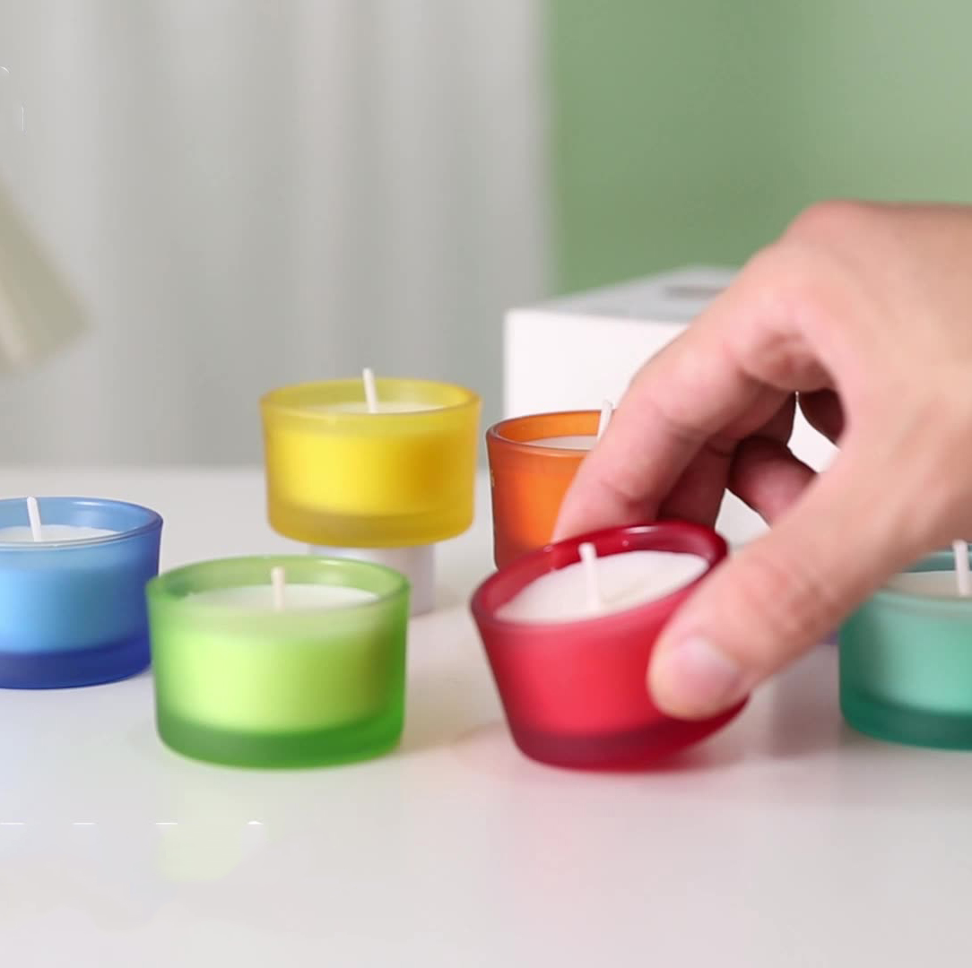 Wholesale Custom Cute Mini Rainbow Ground Glass Jar Soy Wax Scented Candle Sets Home Decor Fragrance Aroma Candles Gift Sets manufacture