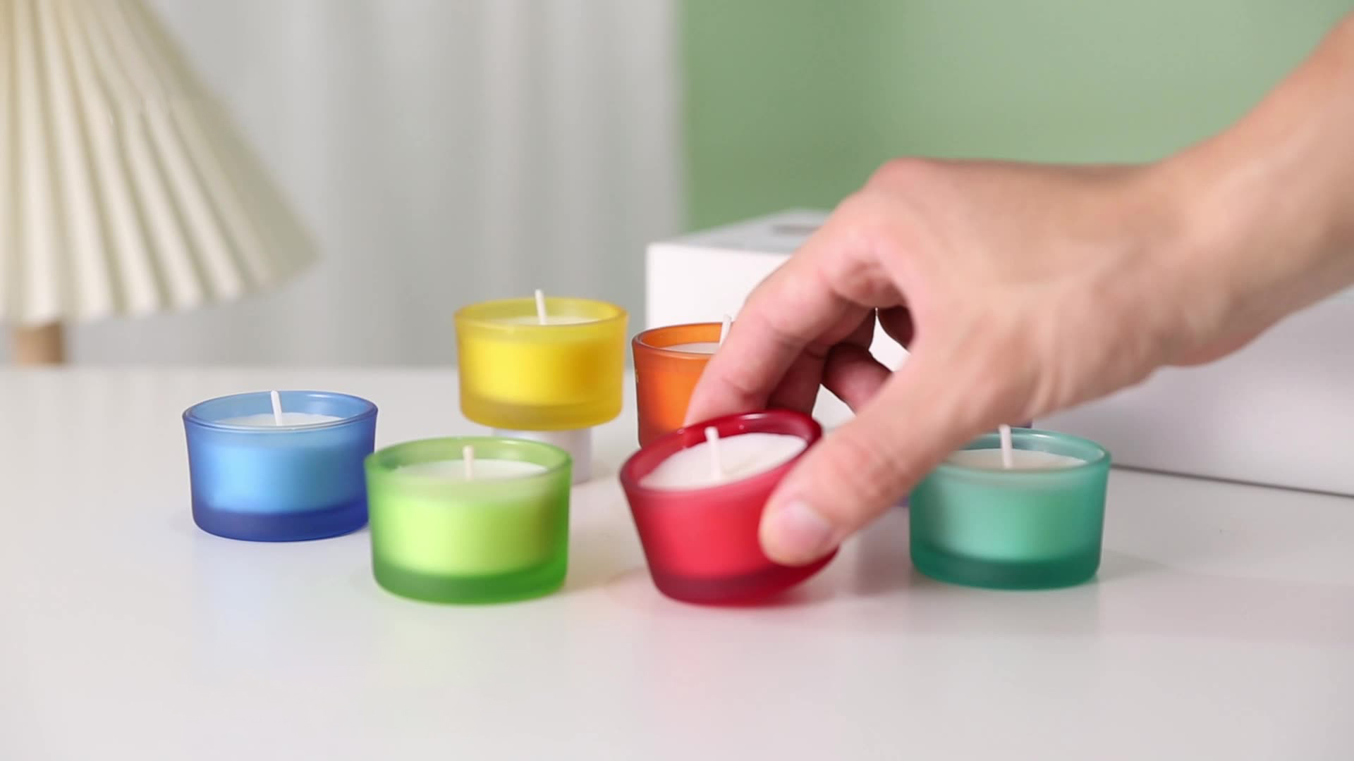 Wholesale Custom Cute Mini Rainbow Ground Glass Jar Soy Wax Scented Candle Sets Home Decor Fragrance Aroma Candles Gift Sets factory