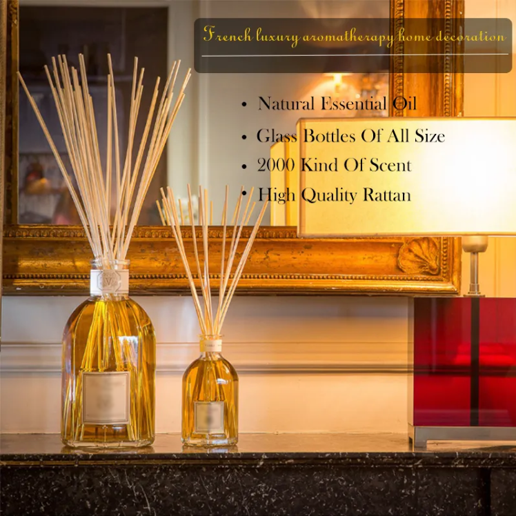 French Luxury Reed Diffuser Perfume Rattan Stick Glass Bottle Natural Aroma Essential Oil Car Home Office Flower Versatile Use details