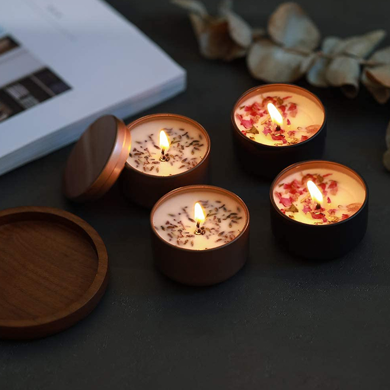 Hot sell customized natural dry flower candle tin jar with metal lids for Aromatherapy Gift Set manufacture