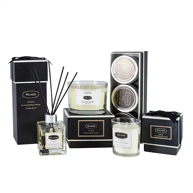 ODM/OEM Wholesale Customized Home Decor Luxury Scented Soy Wax Candles And Air Freshener Perfume Reed Diffuser Gift Set details