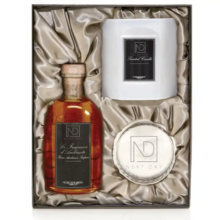 Luxury Fragrance Reed Diffuser Custom Scented Candle Air Freshener Glass Aroma Christmas Gift Set for Car Home Office Hotel Use supplier