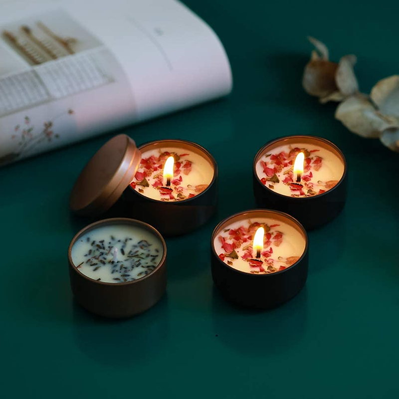Hot sell customized natural dry flower candle tin jar with metal lids for Aromatherapy Gift Set manufacture