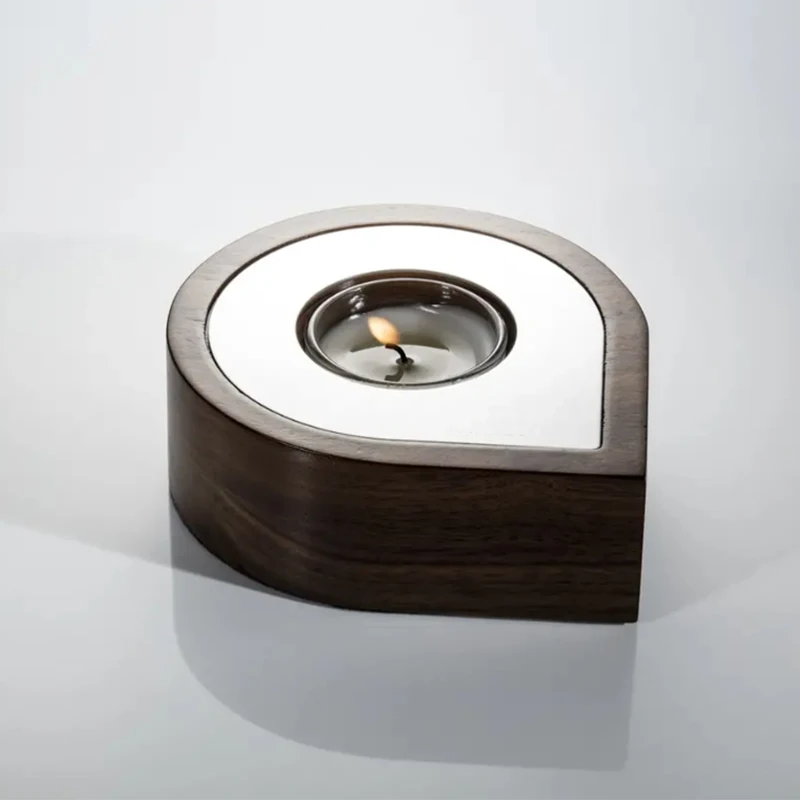 Home decoration wooden style wholesale tealight candle holder, custom candle box packaging for gift set supplier