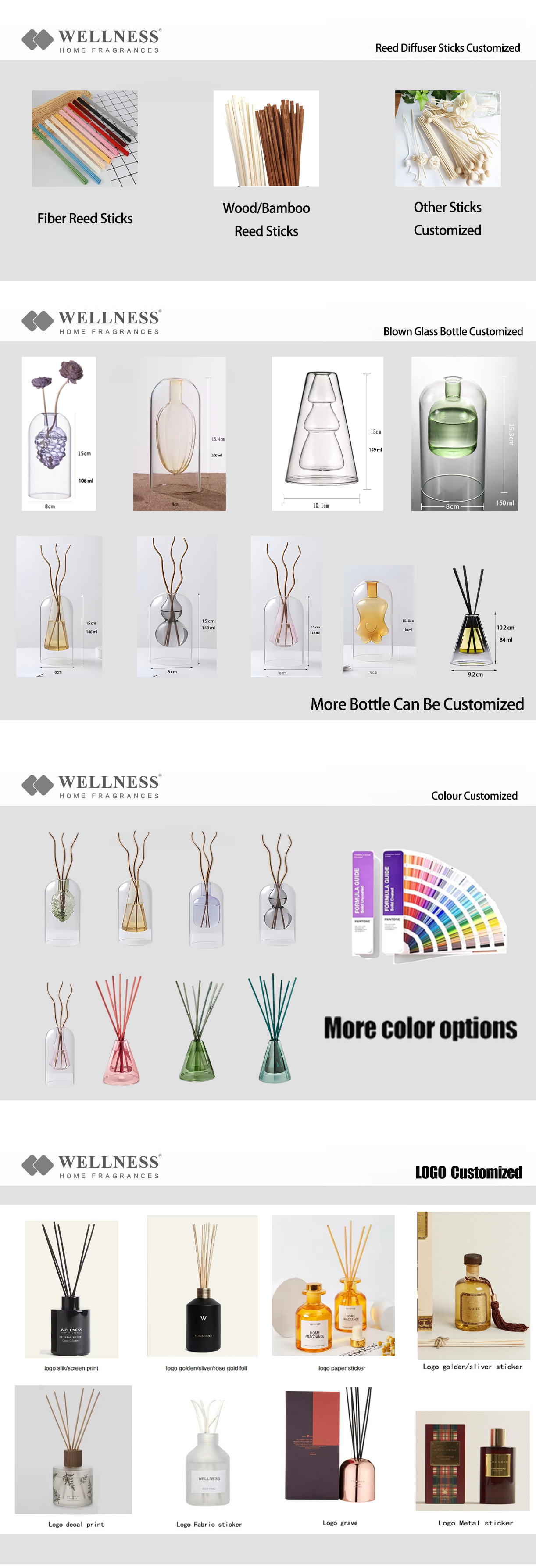 Wholesale Premium Blown Glass Reed Diffuser And Refill Aroma Essential Oils aromatherapy Home Decor Diffuser Gift Sets factory