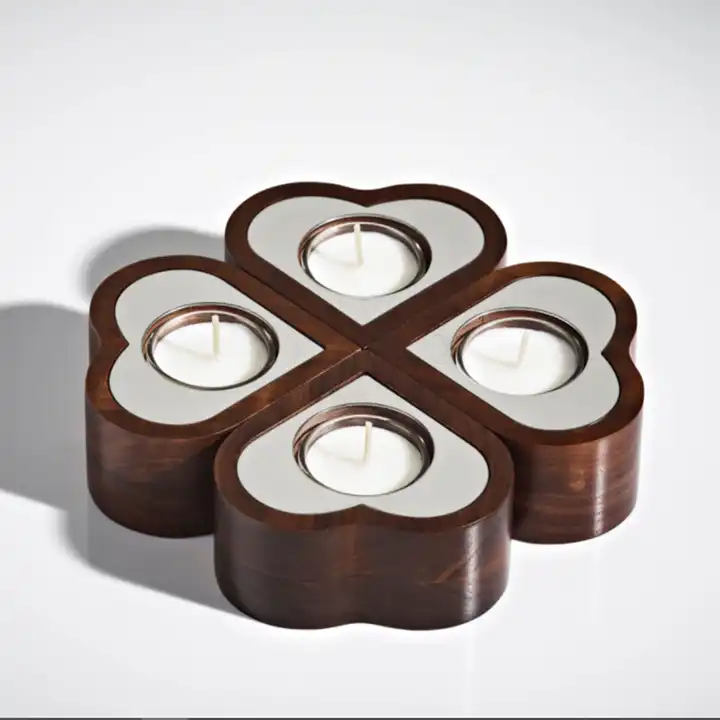 Home decoration wooden style wholesale tealight candle holder, custom candle box packaging for gift set details