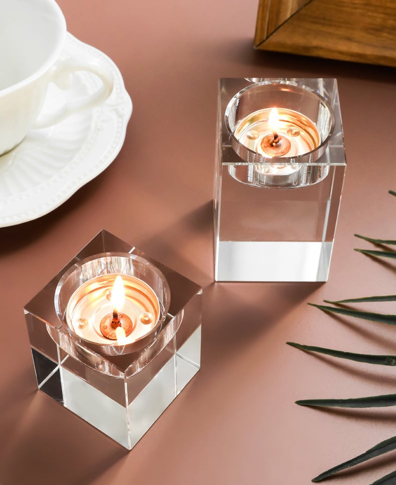 High-end transparent glass candlestick aromatherapy candle furniture decoration holiday activity dinner decoration manufacture