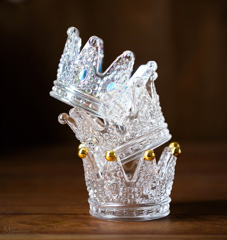 Wholesale luxury crown shaped glass candlestick scented candle party hotel Holiday high-end decorations details