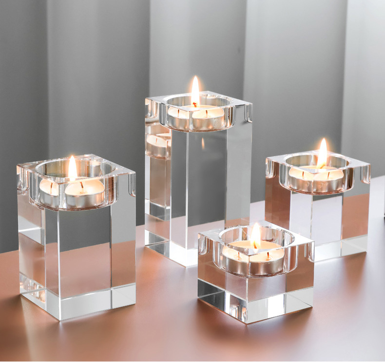 High-end transparent glass candlestick aromatherapy candle furniture decoration holiday activity dinner decoration manufacture