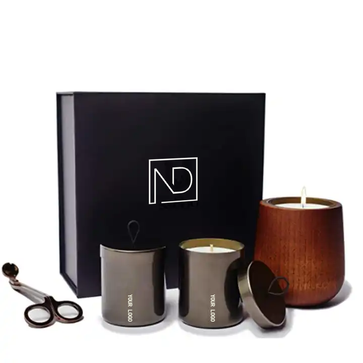Wholesale Luxury Jar Candle Set Custom Label Packaging Natural Scented Soy Wax Wooden Glass Candles Aroma Wedding Gift Set factory