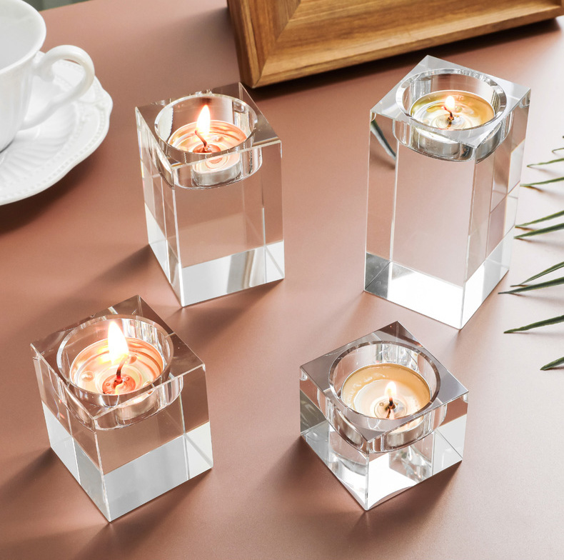 High-end transparent glass candlestick aromatherapy candle furniture decoration holiday activity dinner decoration supplier
