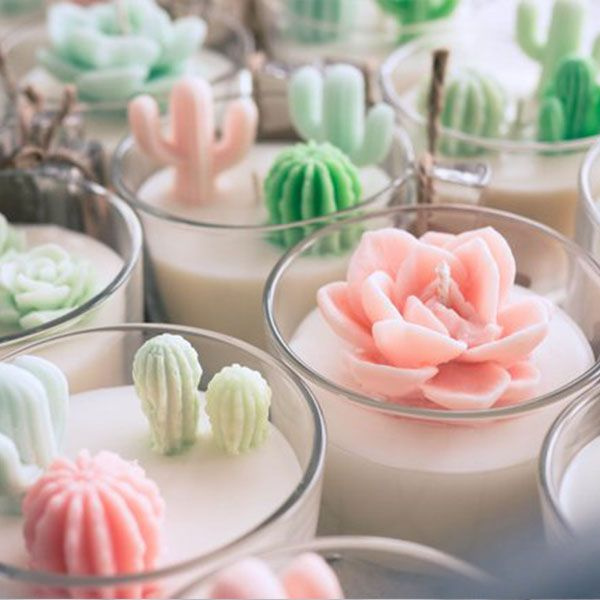 Natural organic handmade soybean candles lovely small plant shaped scented candles details