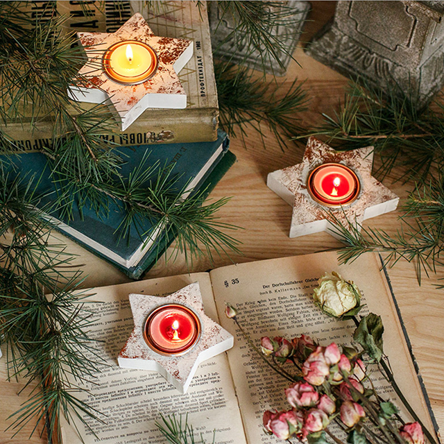 Home decoration wooden style wholesale tealight candle holder, custom candle box packaging for gift set factory