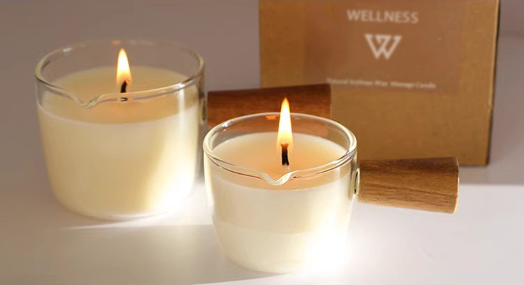 WELLNESS Customized Glass Jar & Wooden Handle Massage Scented Candles Luxury Natural Plant Essential Oils Aromatic Gift Sets supplier
