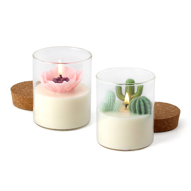 Natural organic handmade soybean candles lovely small plant shaped scented candles factory
