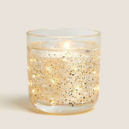 Custom Luxury LED Light-Up Candles Soy Material Pillar Shape Smokeless Glass Jar Gel Scented Custom Logo Christmas Ramadan details