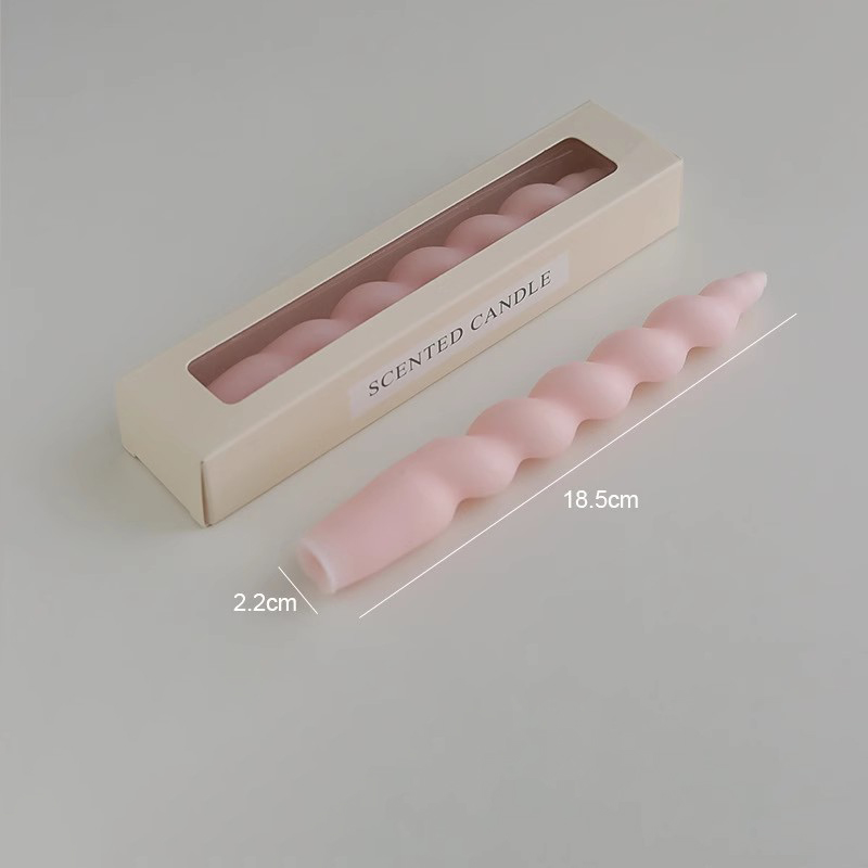 WELNESS Macaron Color Twisted Striped Pillar Party Birthday Christmas Candle Classic Soy Wax Scented Holiday Ornament Candle details