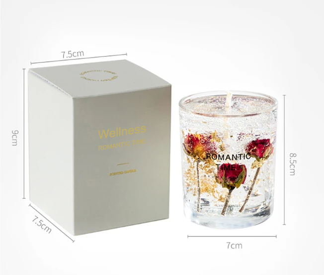 Wholesale Private Label Luxury Aromatherapy Home Decor Dried Flower Fruit Essential Oil Jell Gel Scented Candles Gift Sets manufacture