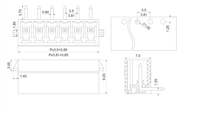 product 2p 24p hot sale 381mm green color electronic terminals wiring accessory pluggable terminal block for pcb-2