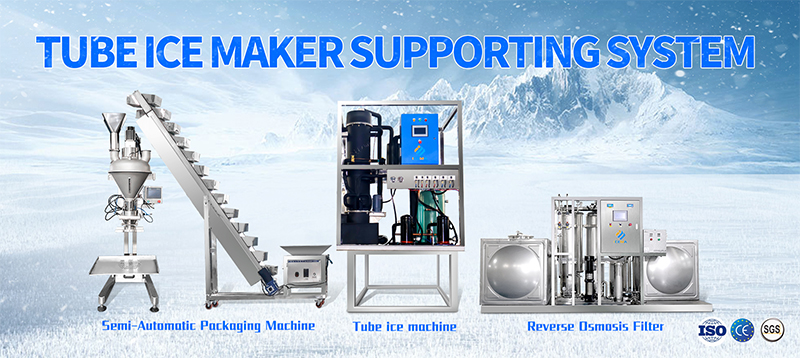 Industrial customized tube ice machine chiller with packaging machine details