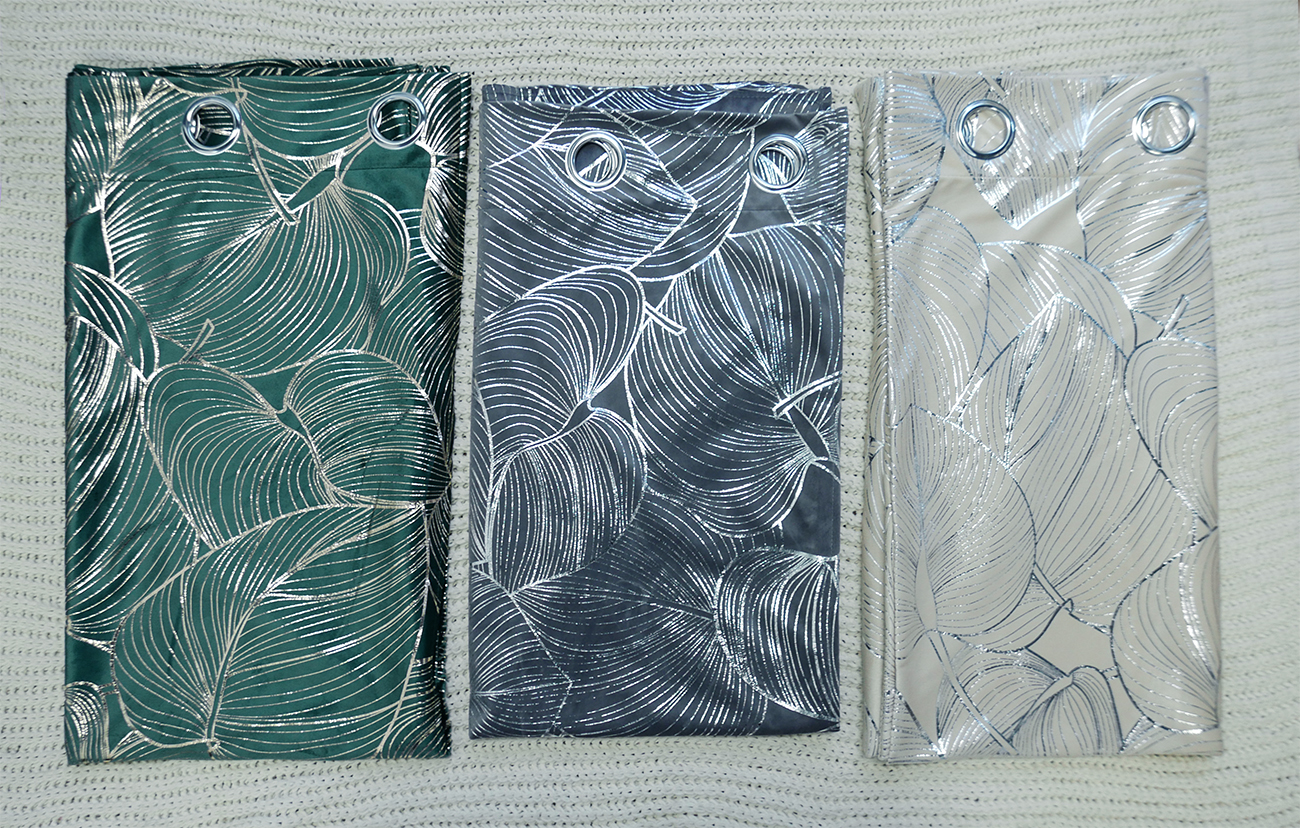 gold foil blackout curtains details