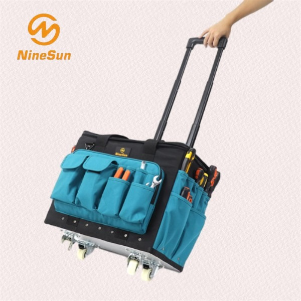 Keep your tools secure and easily accessible in a rolling tool tote bag
