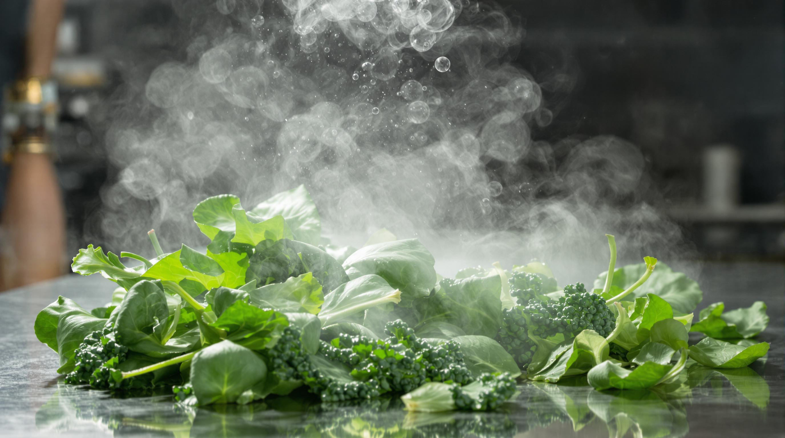 Ozone gas sanitizing leafy greens while microbes disappear from spinach and kale