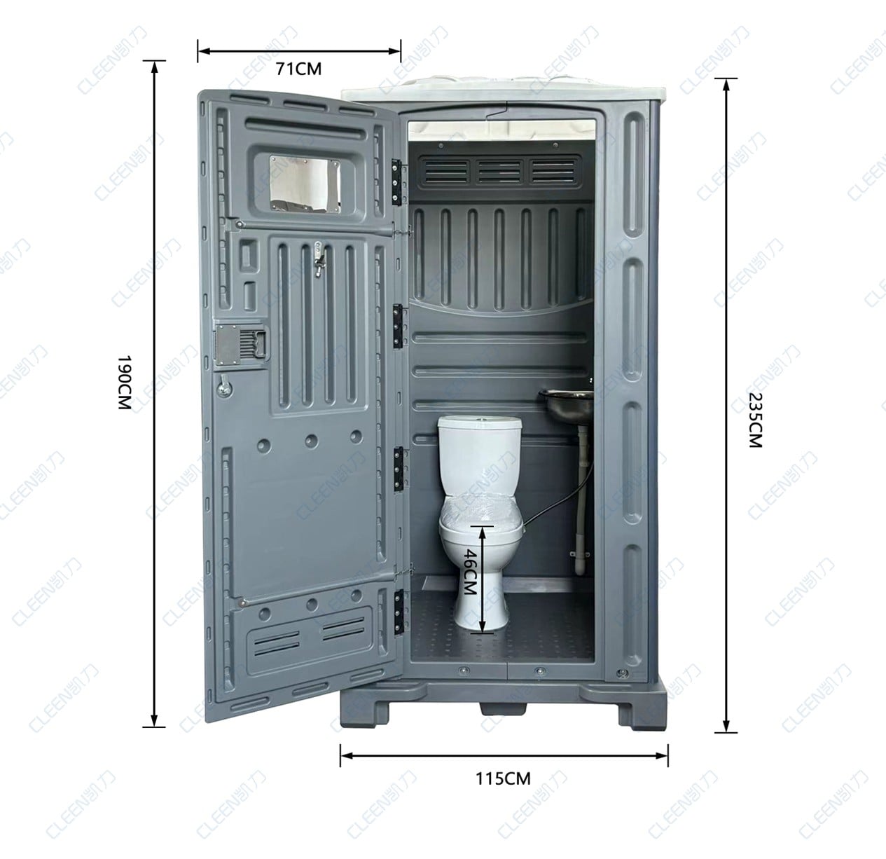 01 Model HDN Strong HDPE plastic portable site toilet details