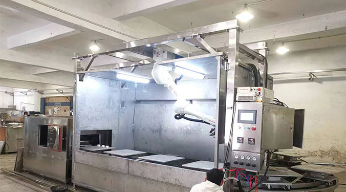 Maylasia customer Robot Spray Paint Line for Spraying Ceramic blocks