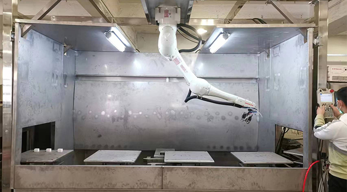 Maylasia customer Robot Spray Paint Line for Spraying Ceramic blocks