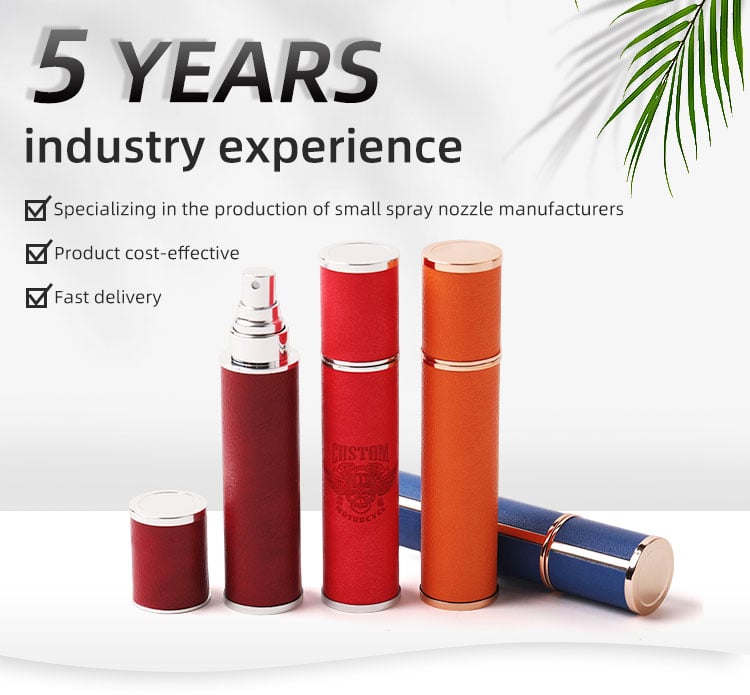 Customize Red Blue Empty Portable Luxury Travel Bottles 10ml Leather Perfume Atomizer supplier