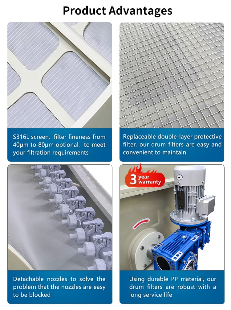 Aquaculture Water Rotary Drum Filter For Fish And Shrimp Equip RAS System factory