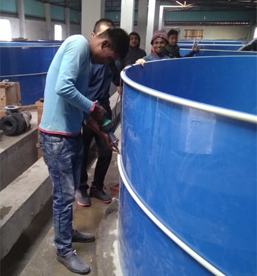 Intensive Indoor RAS Fish Farming Aquaculture PP Tanks/Rotary Drum Filter/Protein Skimmer supplier