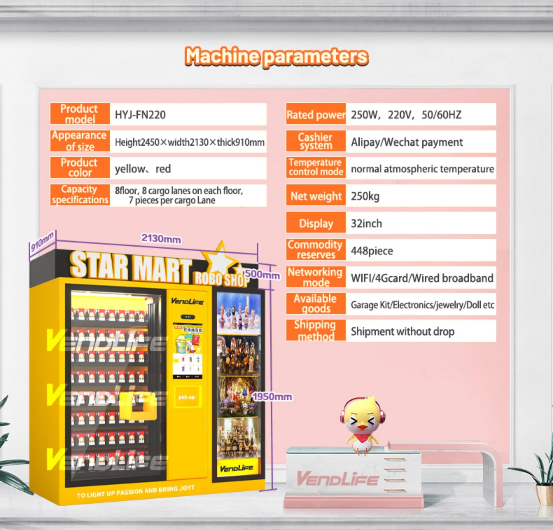 Blind Box vendlife Vending Machine business With Showroom Elevator And Direct Push Aisle POP Mart box Touch Screen Middle Pick U factory