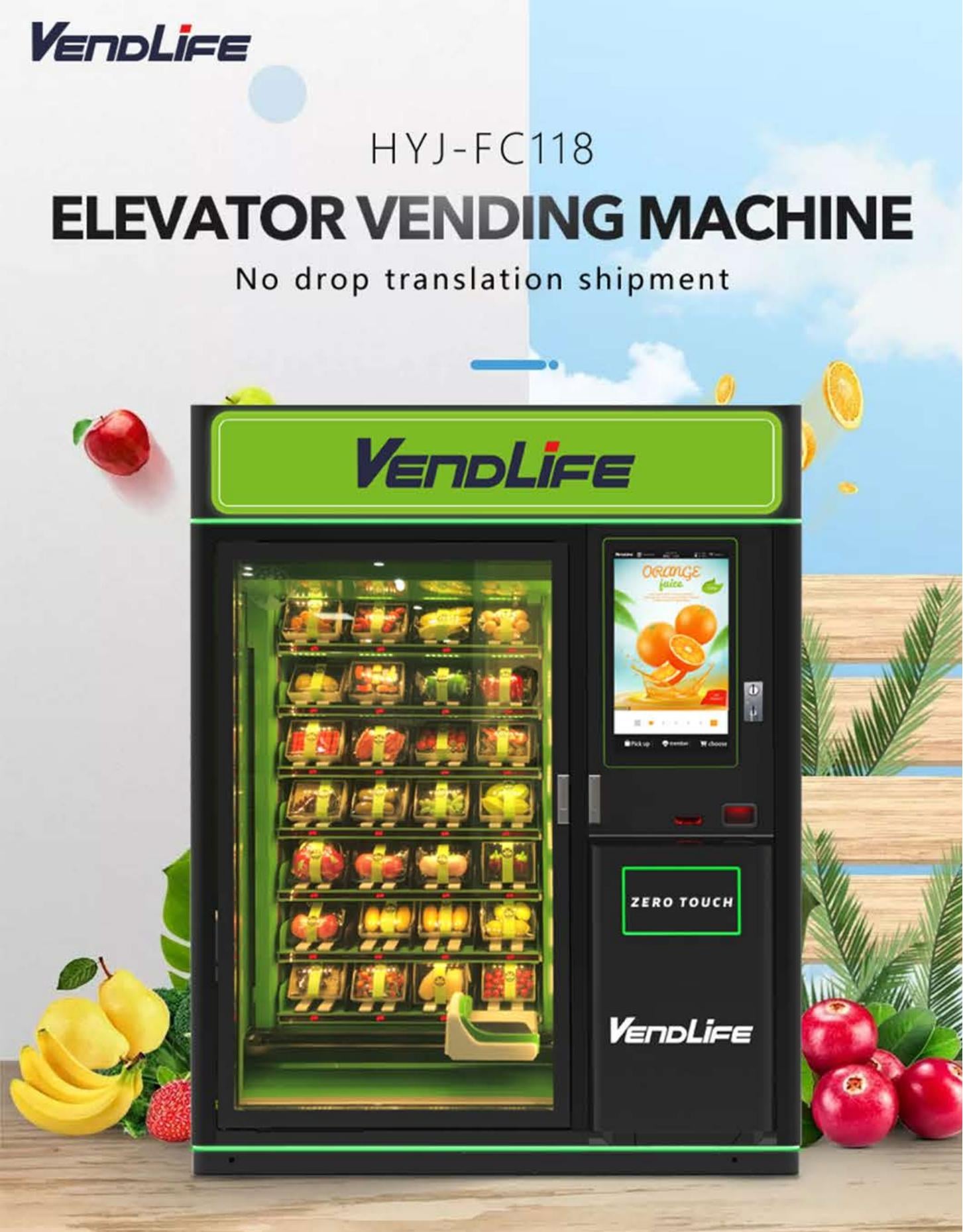 smart combo refrigerator touch screen Cupcake Supermarket atm food salad Vendlife vending machine remote and management factory