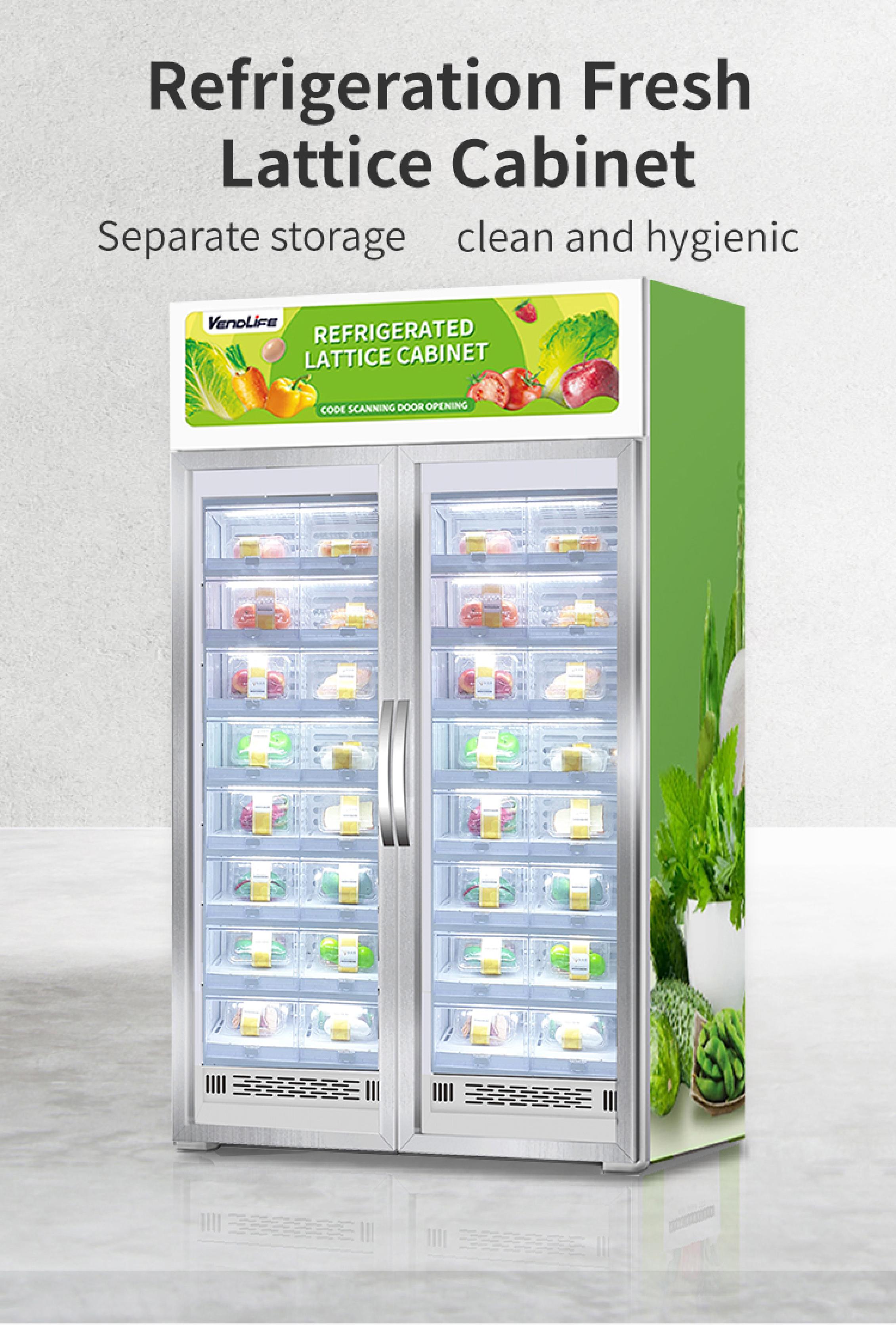 Vendlife 24/7 self-service food fresh fruit vegetable egg milk meat smart fridge freezer weight vending machine for sale manufacture