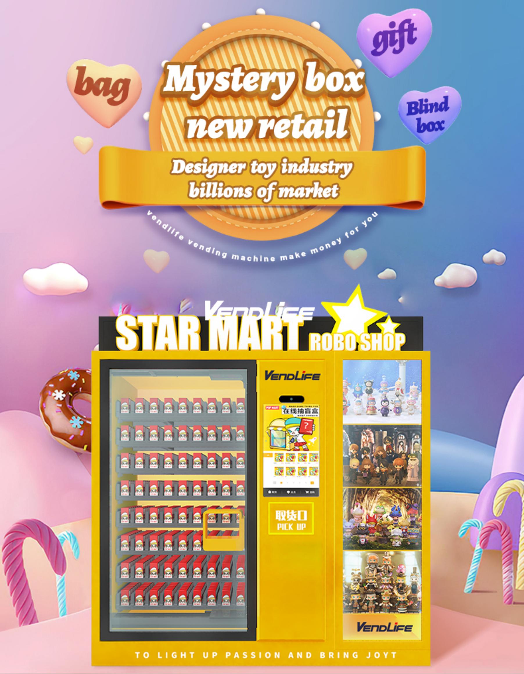 Blind Box vendlife Vending Machine business With Showroom Elevator And Direct Push Aisle POP Mart box Touch Screen Middle Pick U factory