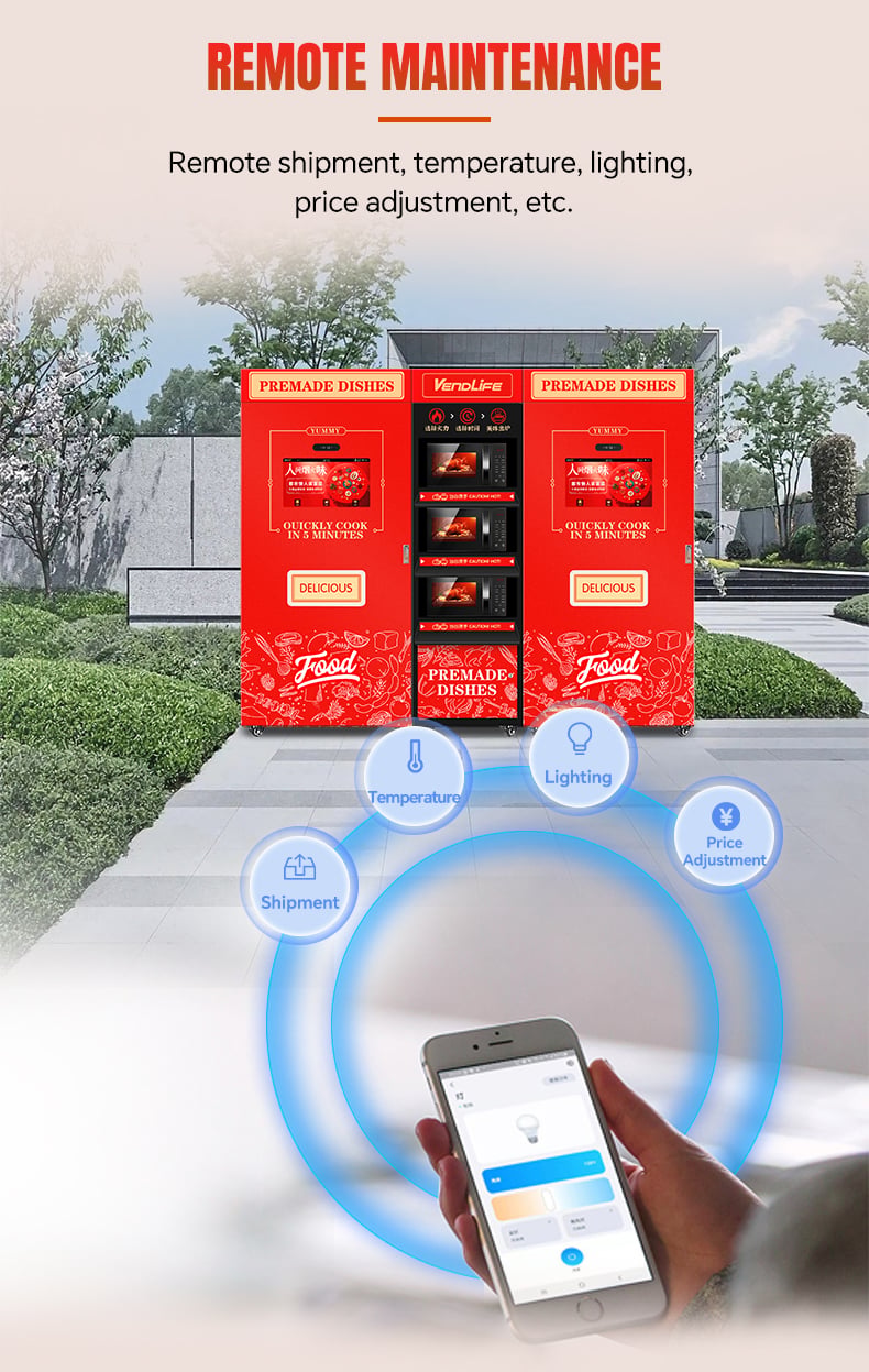 Touch Screen Vending Machine With Microwave Oven Frozen Lunch Box Meal Automatic Hot Food Vending Machine manufacture