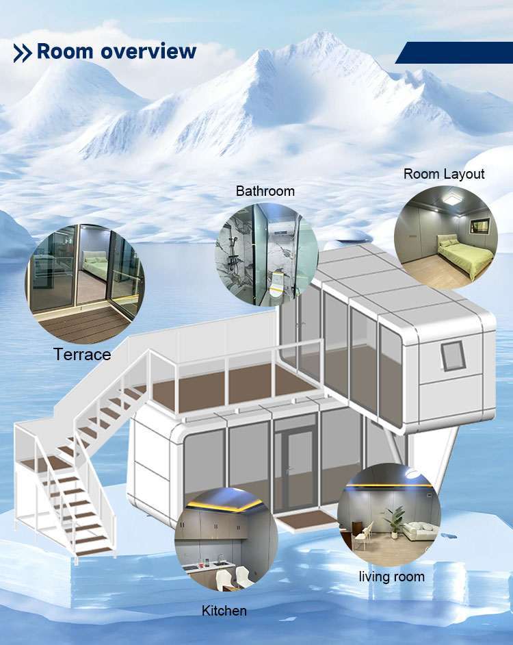 product 20ft 40ft modern design prefab house portable tiny capsule houses apple cabin home564-5