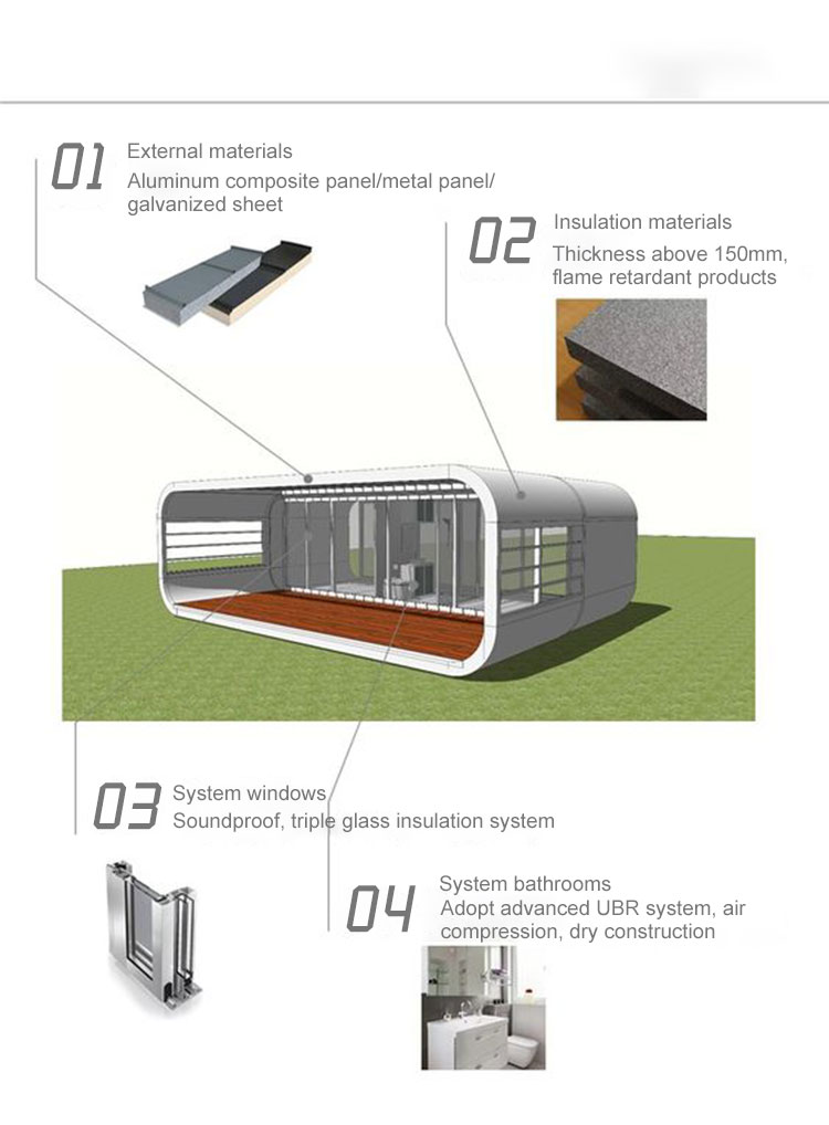 Modern Modular 20ft Pod Movable House Smart Apple Cabin Sleeping Container House supplier
