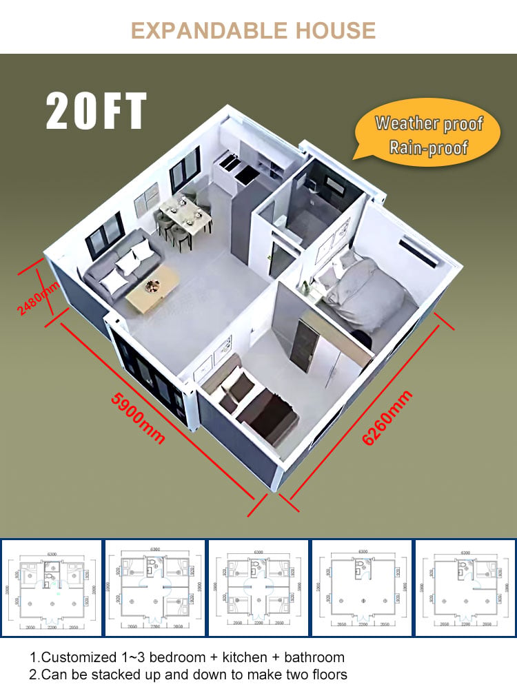 product high quality 40ft 20ft shipping prefab expandable prefab container house-2