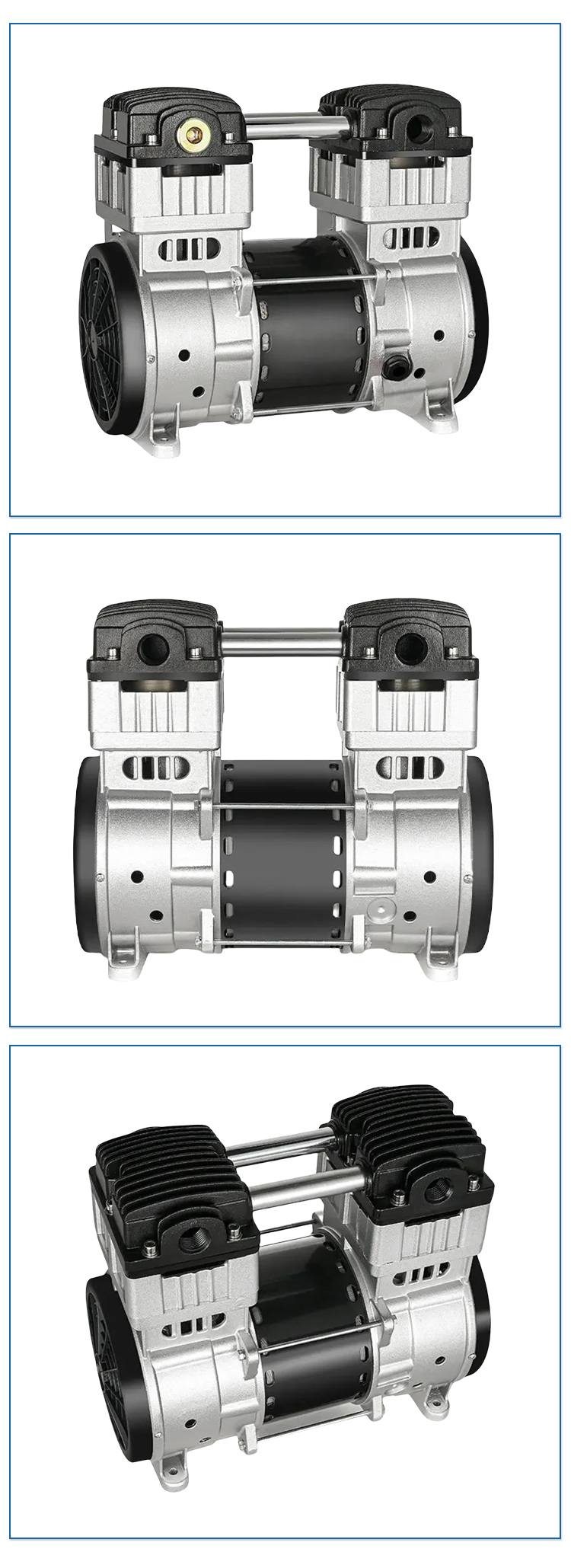 280lpm 2.5HP Dental Laboratory Use High Efficiency Pump Head double head oil free air compressor manufacture