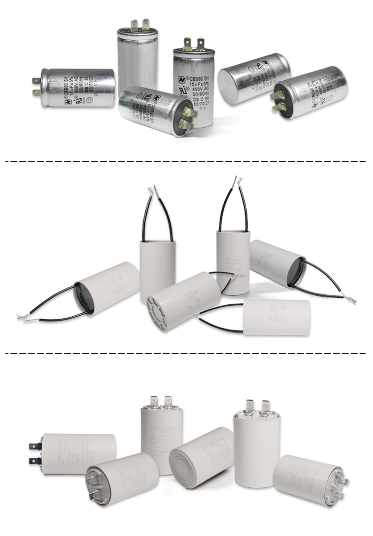 Hot Selling Standing Fan Capacitor Two PVC Wires AC Motor Capacitor B-class CBB60 20uf 250V manufacture