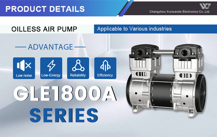 280lpm 2.5HP Dental Laboratory Use High Efficiency Pump Head double head oil free air compressor factory